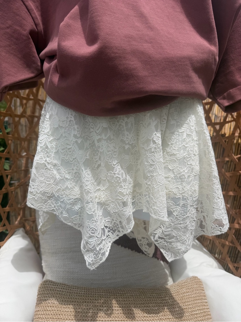 Lace Handkerchief Hem Skirt — White